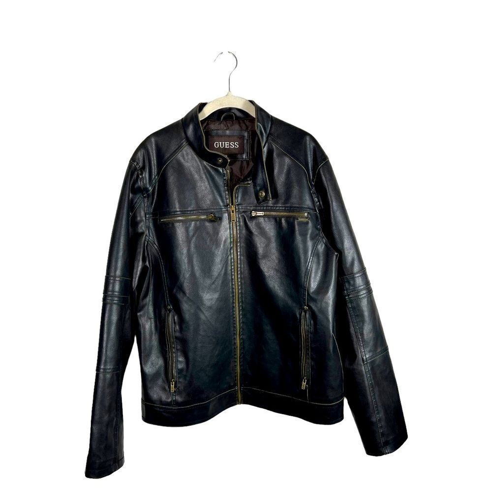 Men’s Guess Darkest Brown Heavy Faux leather Jacket